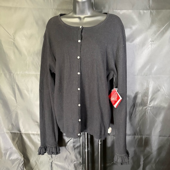 Oscar de La Renta Women’s Black Round Neck Silk Blend Cardigan Rea XO NWT - Picture 2 of 16